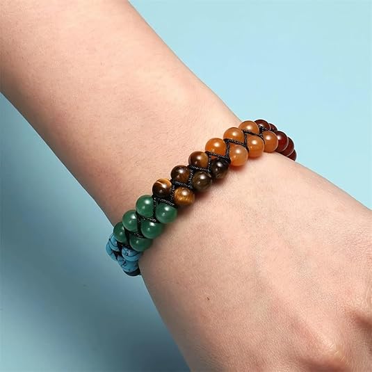 Women & Men 7 Chakras Healing Crystals Bracelet for Meditation Relax Anxiety Bangle