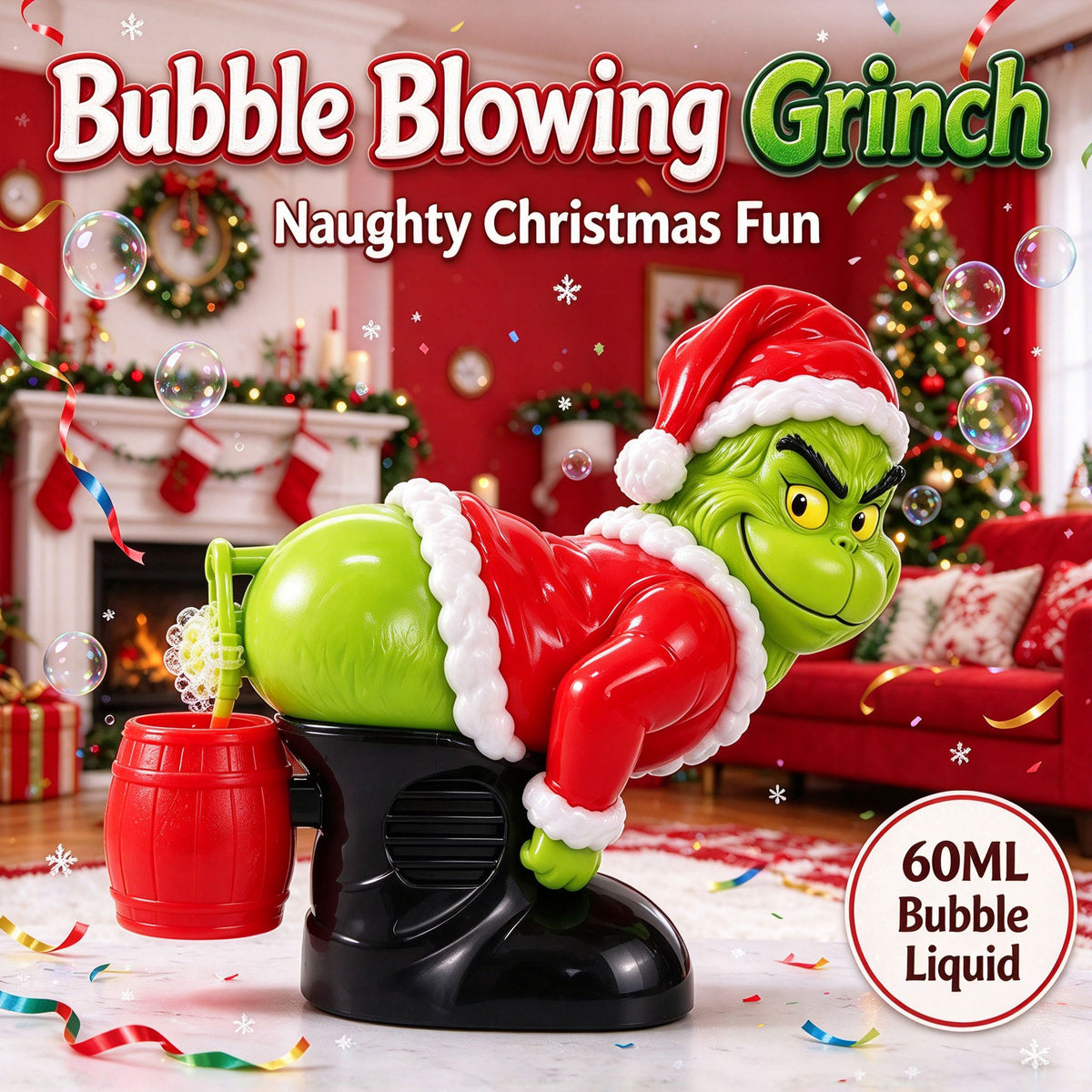The Grinch Electric Bubble Blower with Silly Farting Sounds