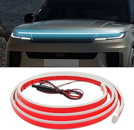 59 Inch Exterior Car LED Hood Light Strip, Flexible Waterproof Dynamic Scan Start Up Hoodbeam Lights