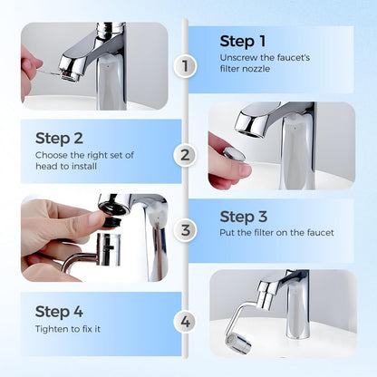 Robotic Arm in Brass Swivel Faucet Extender, Sink Water Faucet Extension Filter