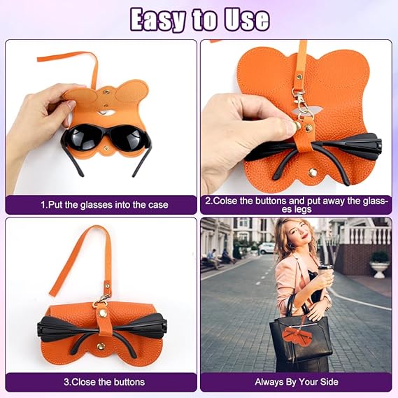 2Pcs Soft Glasses Bag for Women Men, Portable Leather Glasses Case for All Kinds of Glasses