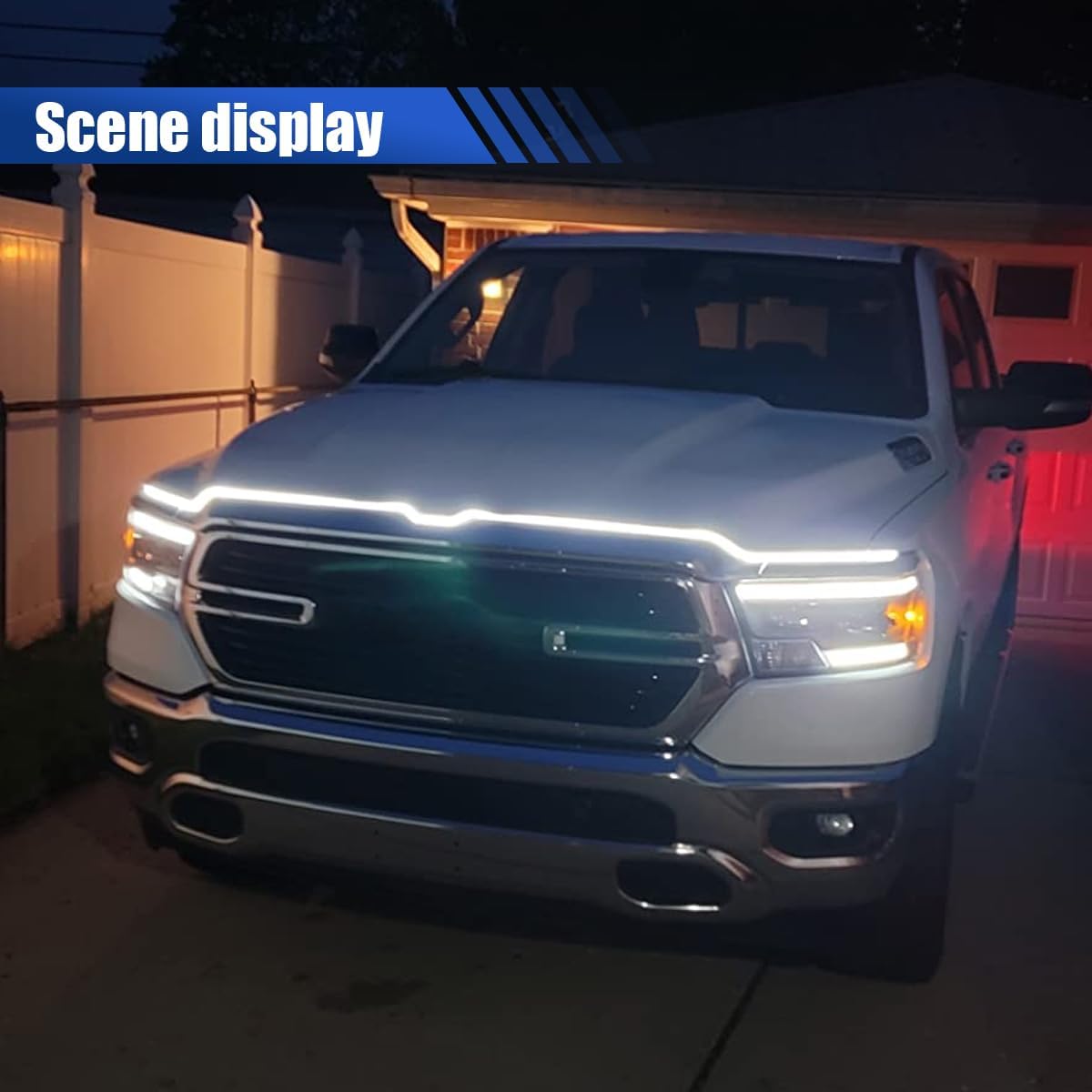 59 Inch Exterior Car LED Hood Light Strip, Flexible Waterproof Dynamic Scan Start Up Hoodbeam Lights