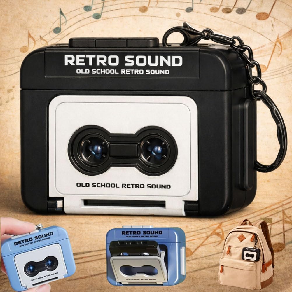 Creative Mini Tape Recorder Keychain – Portable Retro Recorder