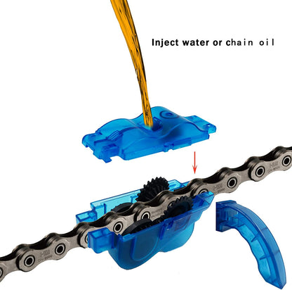Bike Chain & Gear Cleaner Scrubber Tool with Rotating Brushes