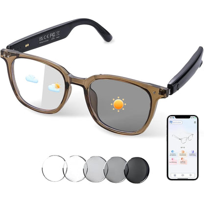 Bluetooth Translation Glasses with Speakers Smart Audio Sunglasses with AI Translation (160+Languages)