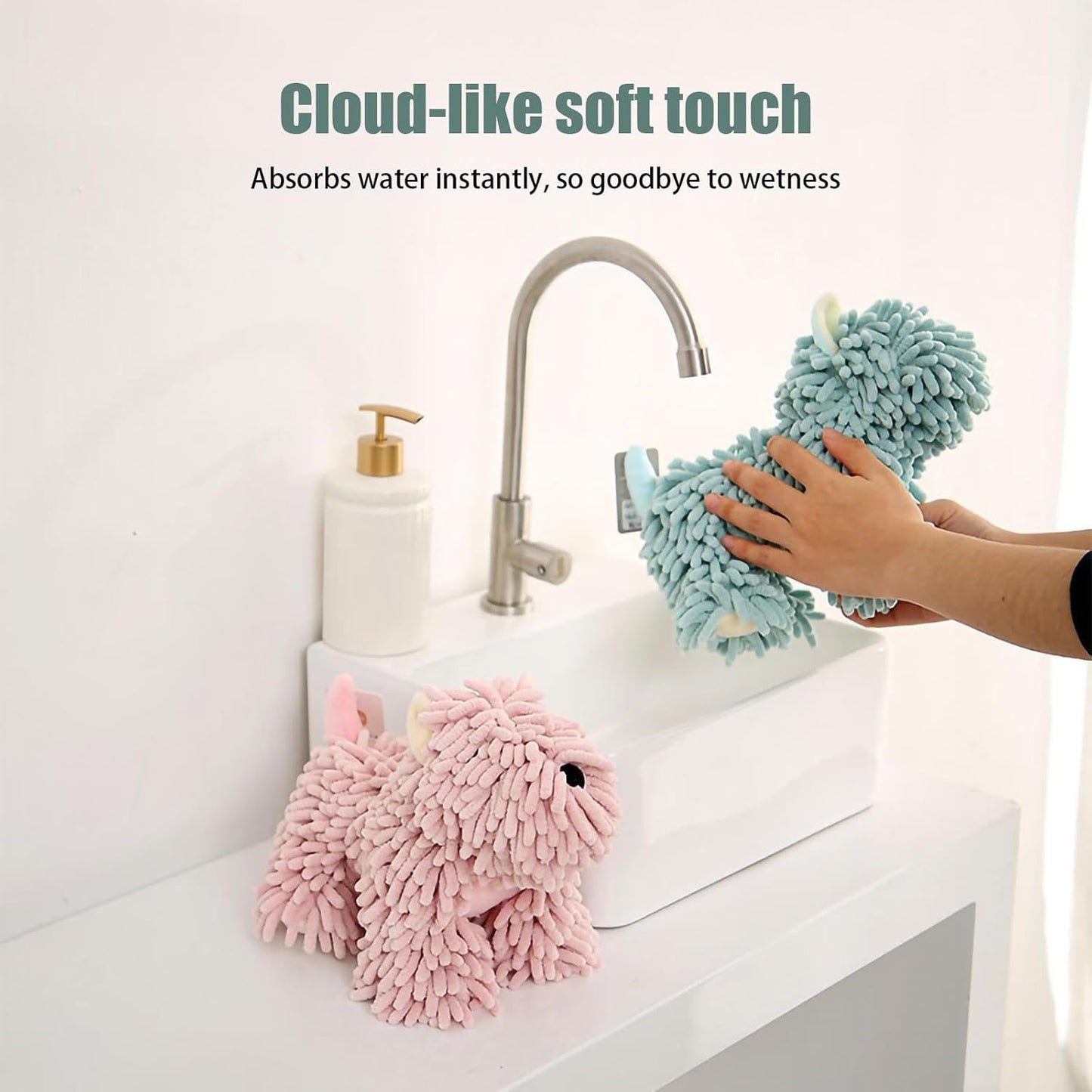 Dogs Fuzzy Ball Hand Towel,Hanging Hand Towels for Bathroom