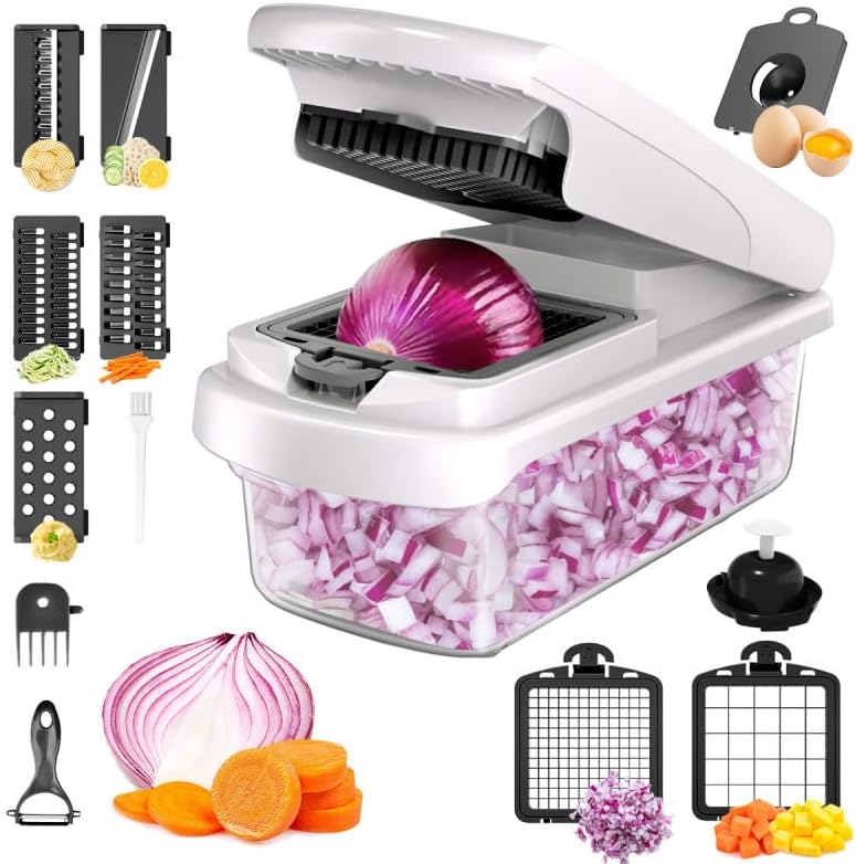 Safe Hand Protection Reusable Vegetable Chopper Mandoline Slicer For Vegetables Fruits Cutting -  ABS Stainless Steel Design Multi Function For Dicing Mincing