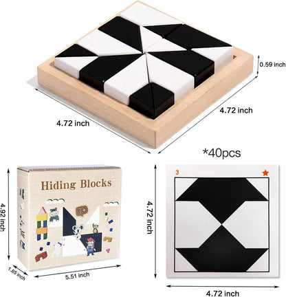 Wooden Blocks Puzzle Table Games - Brain Teaser With 80 Challenges