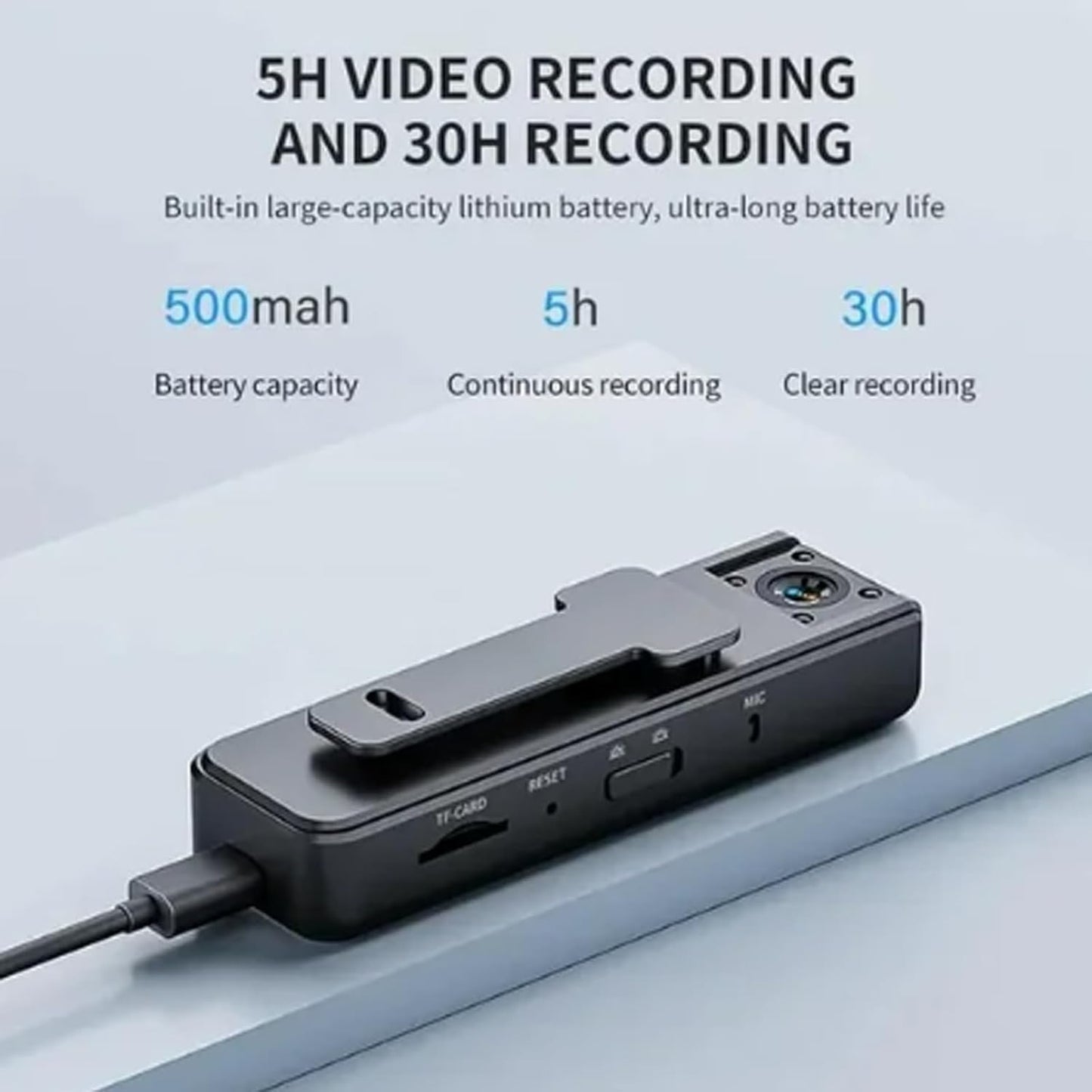 Ultra HD Clip-On 2-in-1 Sports Video & Audio Recorder - 1080p Anti Shake, Wide Angle, 5h Record