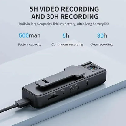 Ultra HD Clip-On 2-in-1 Sports Video & Audio Recorder - 1080p Anti Shake, Wide Angle, 5h Record
