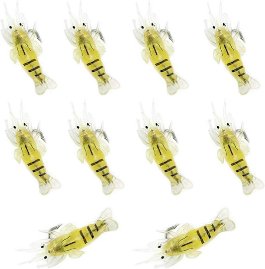 10Pcs Shrimp Simulation Soft, 2In Gulp Prawn Lure Bait Hook Tackle Bass Fishing Lures
