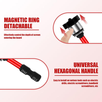 5Pcs Drywall Screw Setter, Magnetic Positioning Screwdriver Bits PH2 Bits, 1/4" Hex Shank Drywall Screw Bit