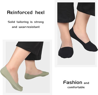 10 Pairs Women's No Show Ultra Low Cut Liner Socks - Ice Feeling, Non-Slip, Invisible, Thin