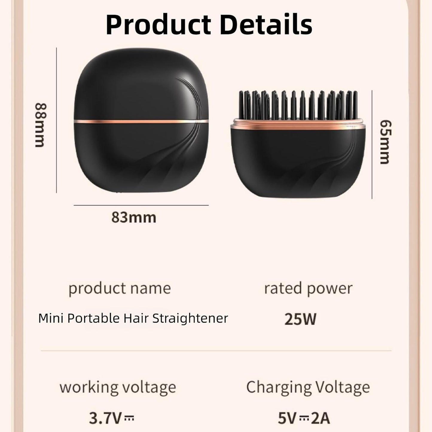 Mini Hair Straightener Comb - Negative Ion Cordless Hot Comb for Women and Girls