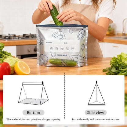 10Pcs Reusable Aluminum Foil Sealable Storage Bags,Seafood Meat Self-sealing Freezer Bags,bags with labels and zippersmade