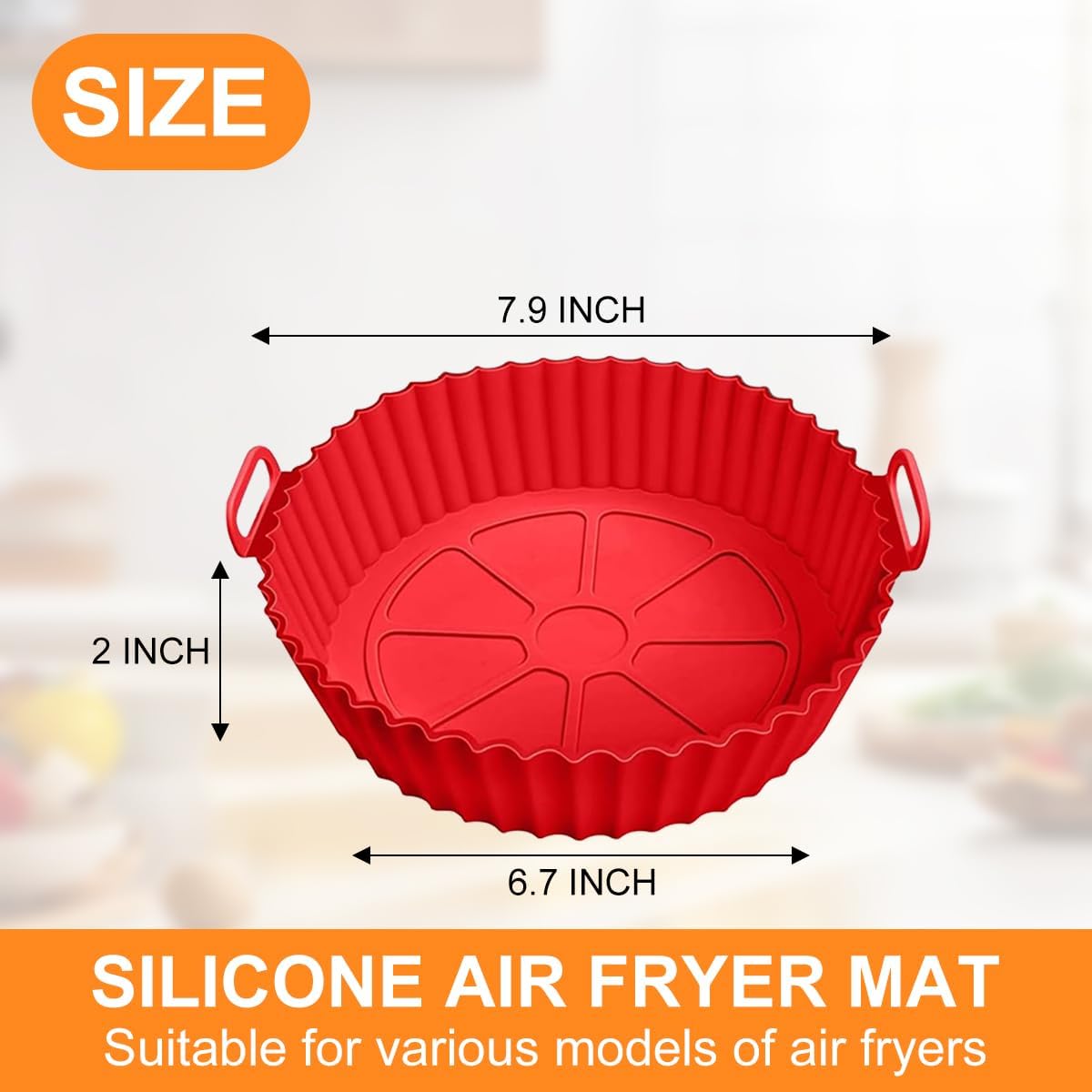 2pcs Air Fryer Silicone Liners for 3 to 5 Qt Air fryer Oven Reusable Baking Tray