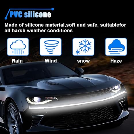 59 Inch Exterior Car LED Hood Light Strip, Flexible Waterproof Dynamic Scan Start Up Hoodbeam Lights