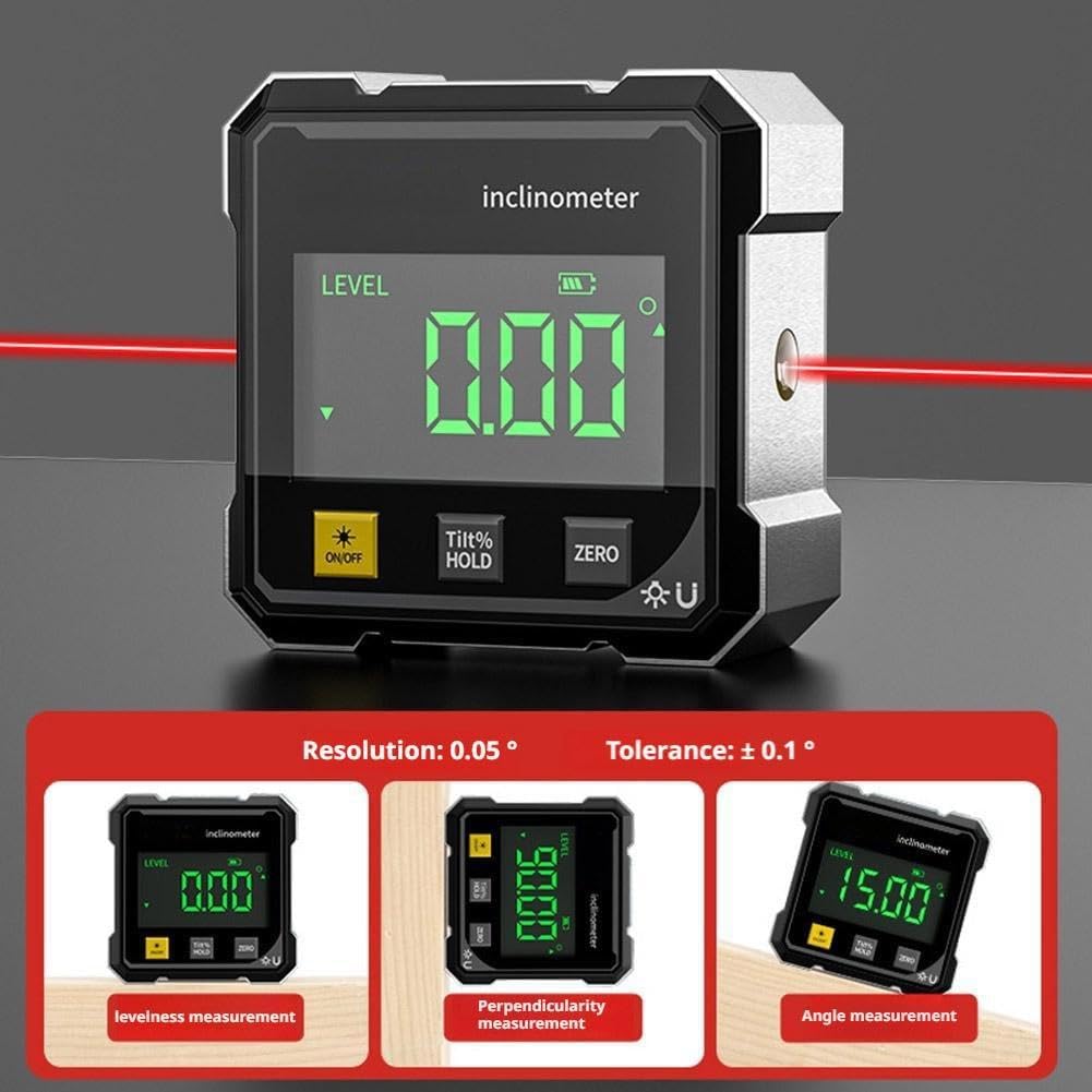 Magnetic Dual Laser Data Inclinometer for Precision Measuring, Table Saw & Woodworking