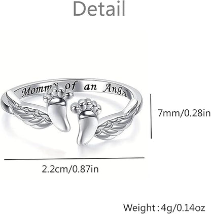 To My Mum-Mommy of an Angel Ring - Miscarriage Gifts for Mothers Pregnancy Loss, Memorial Sympathy Jewelry for Mom Women