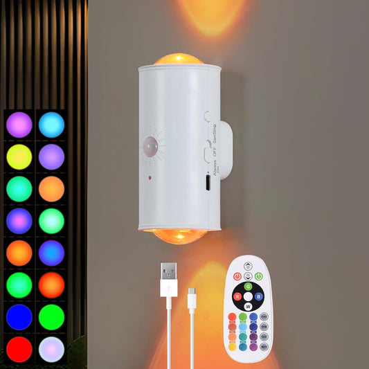 LED Wireless Wall Sconce with Remote, 16 Colors Changing, Motion Sensor
