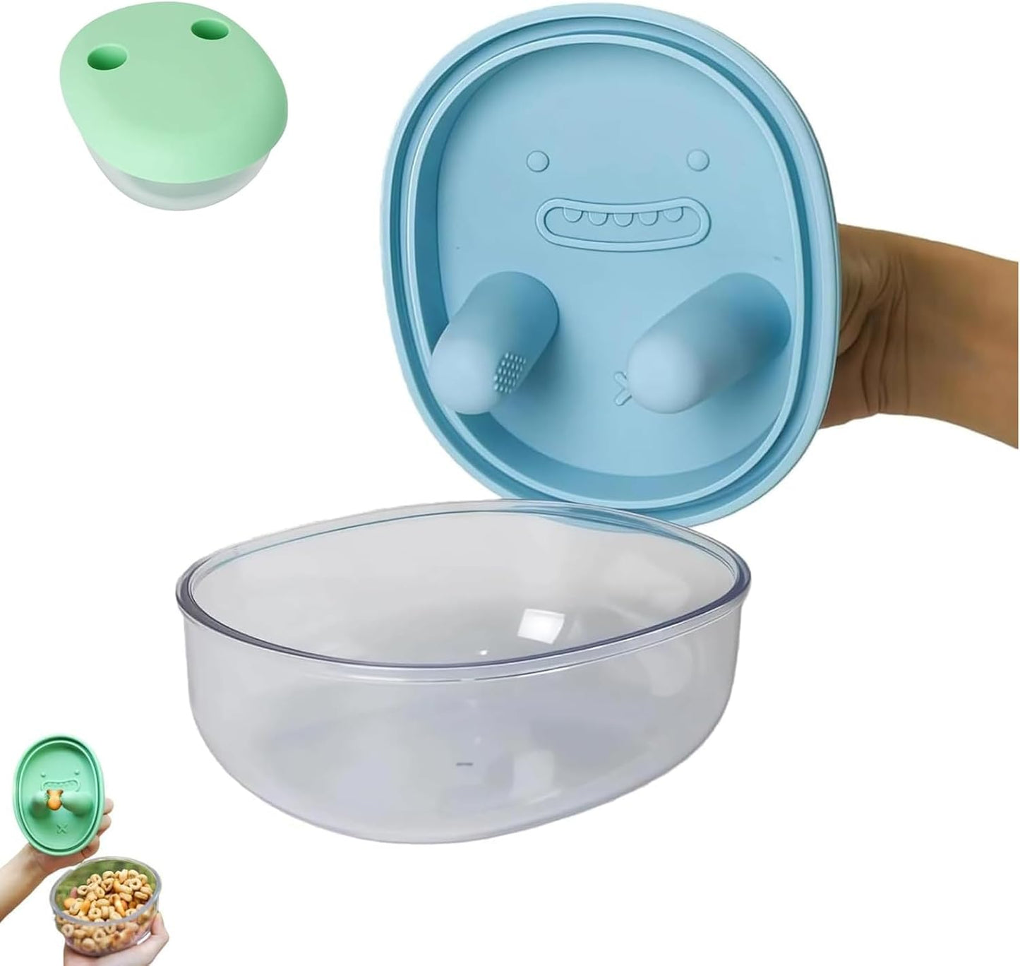 2-in-1 Portable Reusable Leak-Proof Silicone Lid No-Mess Snack Container For Keeping Hands Clean