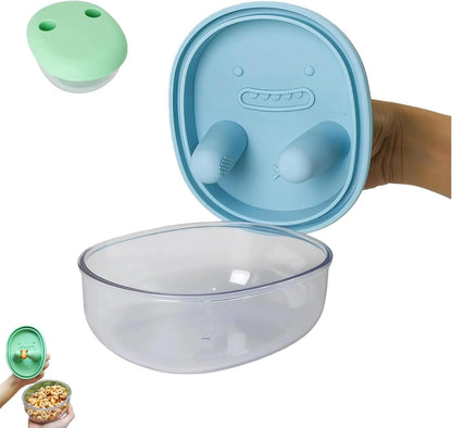 2-in-1 Portable Reusable Leak-Proof Silicone Lid No-Mess Snack Container For Keeping Hands Clean