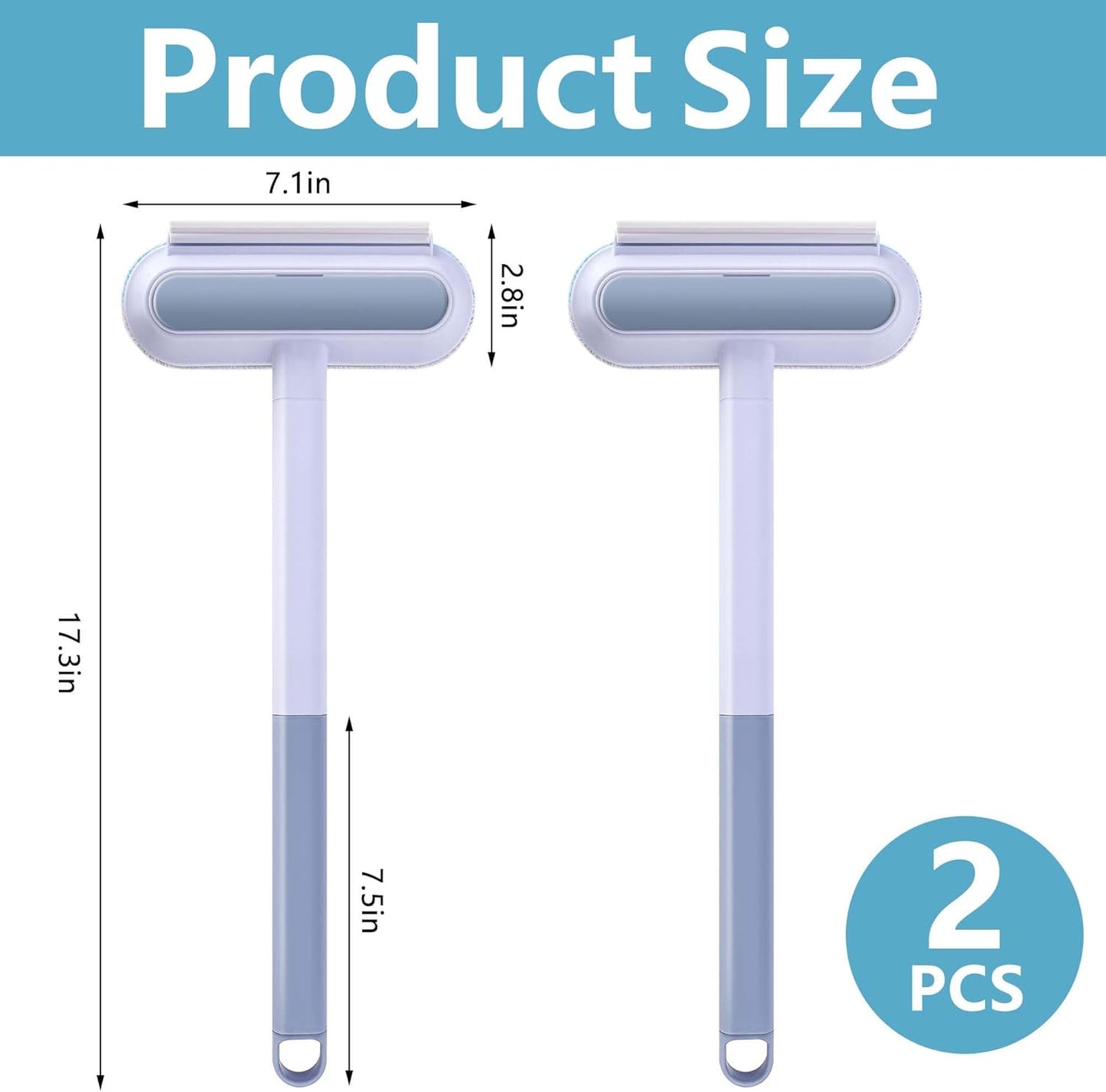2Pcs Pet Hair Remover 4 in 1- Reusable Long Handle Dog Hair Remover Brush