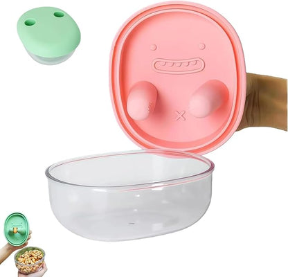 2-in-1 Portable Reusable Leak-Proof Silicone Lid No-Mess Snack Container For Keeping Hands Clean