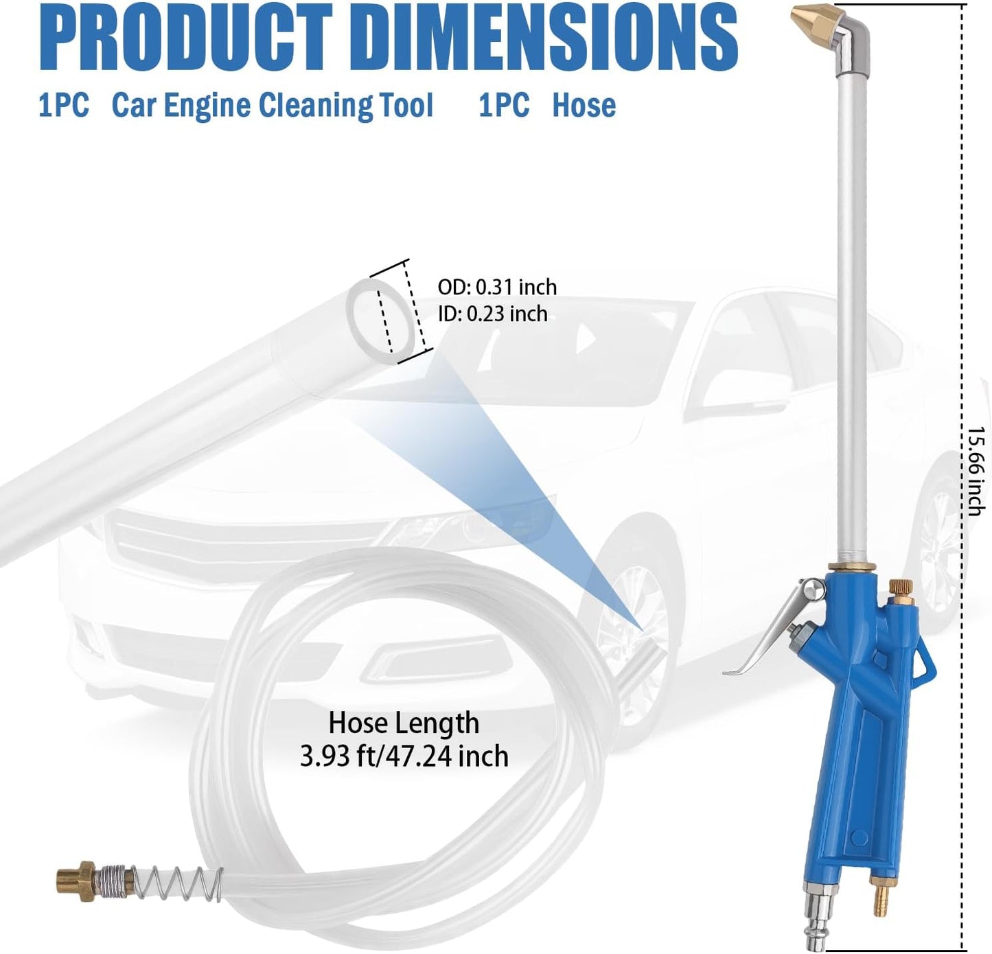Air Engine Cleaning Gun with 3.93Ft Hose for Car Engine Dust Detail Cleaning