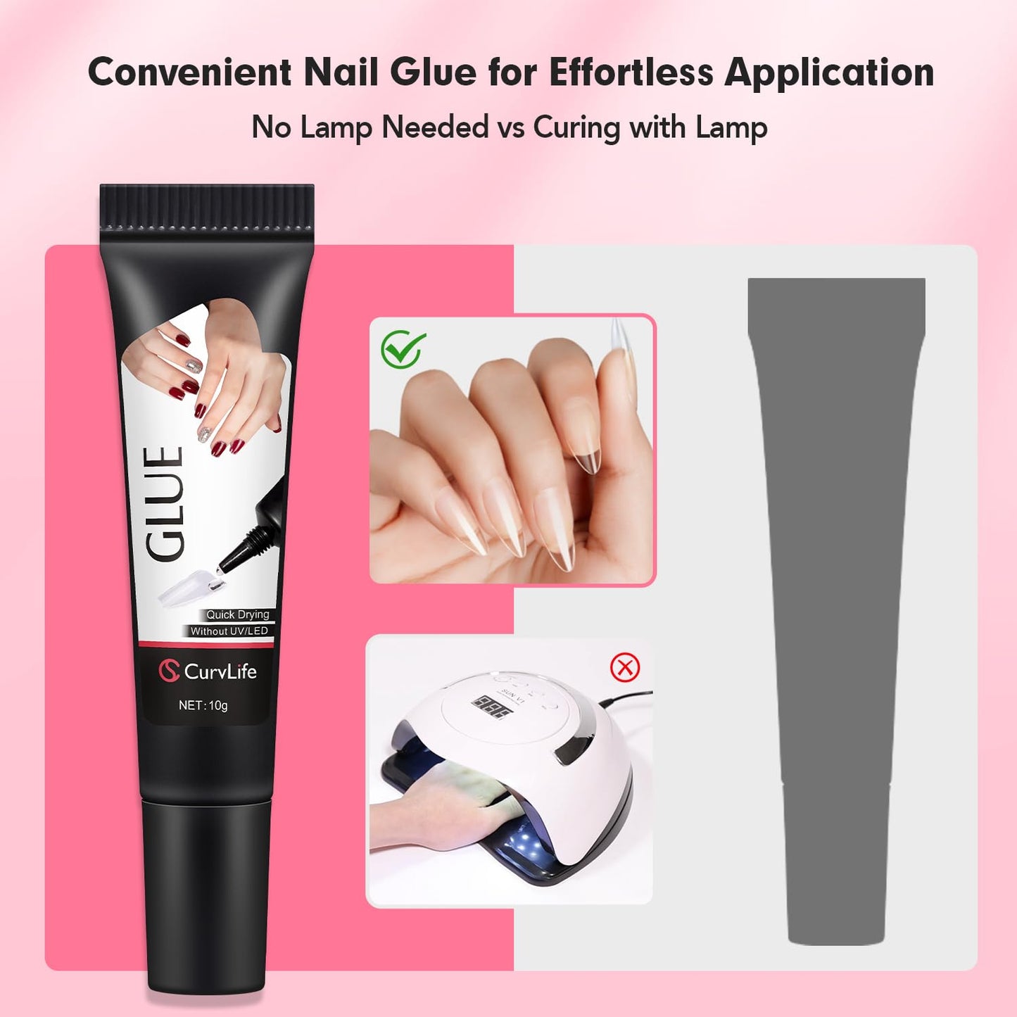 Quick Drying 10g Semi Solid Nail Glue for Press On Nails Tips No Need for UV Lamp Long Lasting