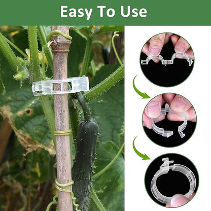 100 Pcs Plastic Trellis Plant Support Clips for Support, Grape and Tomato Vine, Vegetables Plants