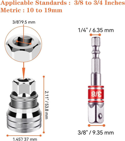 Universal Adjustable Socket Wrench with Adapter, 10-19mm, 3/8''-3/4'' Ratchet Wrench