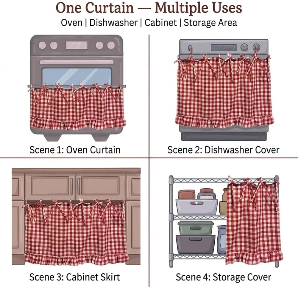Handmade Decorative Oven Skirt - Heat-Resistant Fabric, Adjustable Fit
