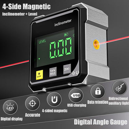 Dual-laser Digital Angle 4×90° High-Precision Level with LED Display, Magnetic Base
