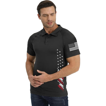 Men's American Flag Print Polo Shirt