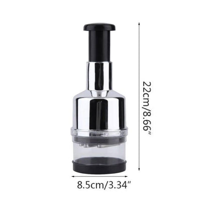 Manual Handheld Food Chopper with Stainless Steel Zigzag Blade & Press Handle
