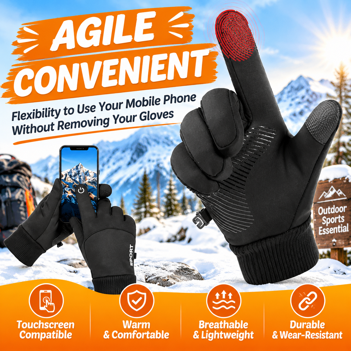 Unisex Cotton-Poly Winter Touchscreen Gloves