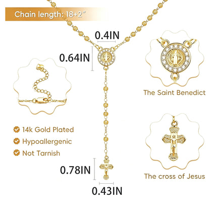 Virgin Mary Rosary Cross Necklace