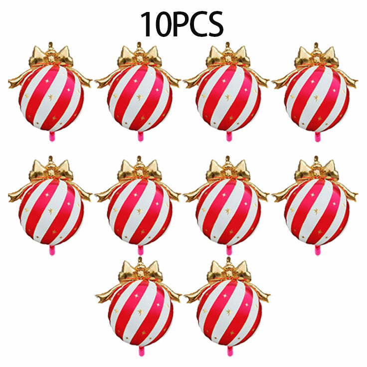 10PCS Christmas Bow Ornament Foil Balloons Set