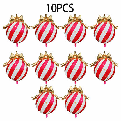 10PCS Christmas Bow Ornament Foil Balloons Set