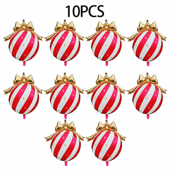 10PCS Christmas Bow Ornament Foil Balloons Set
