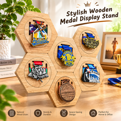 Fashion Wooden Medal Holders Display Stand Wall Rack