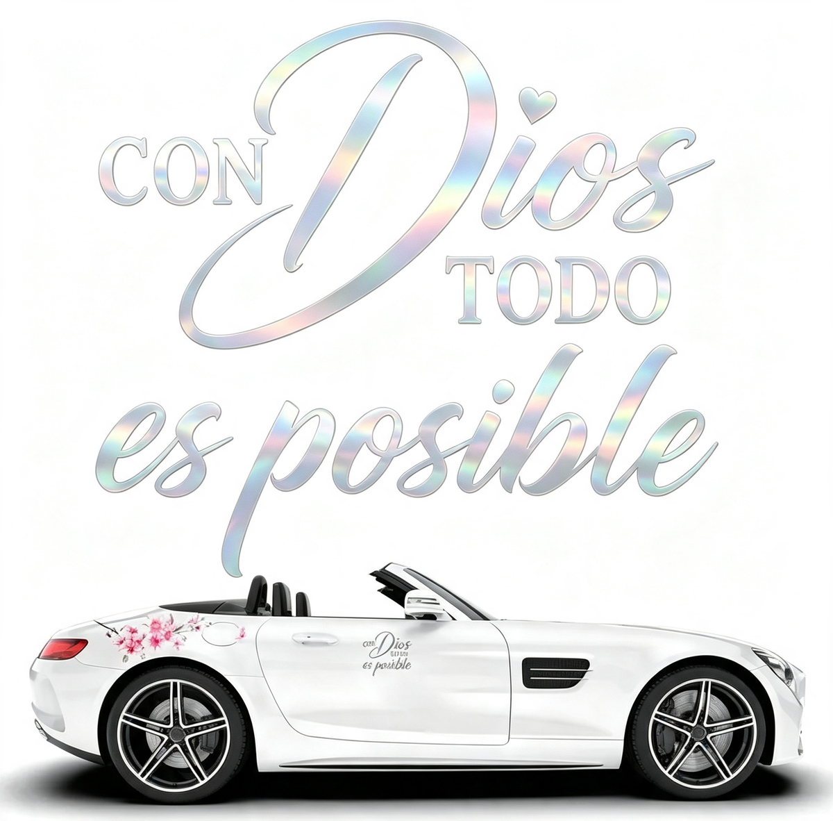 5PCS/SET Con Dios Todo Es Posible Spanish Inspirational Faith Decal Cute Durable Vinyl Sticker