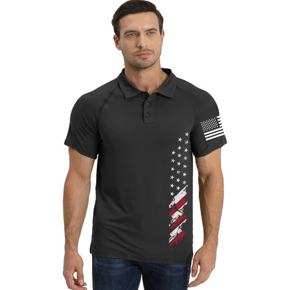 Men's American Flag Print Polo Shirt
