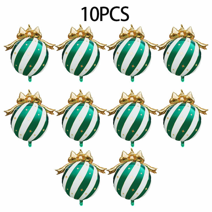 10PCS Christmas Bow Ornament Foil Balloons Set