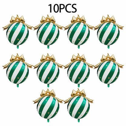 10PCS Christmas Bow Ornament Foil Balloons Set