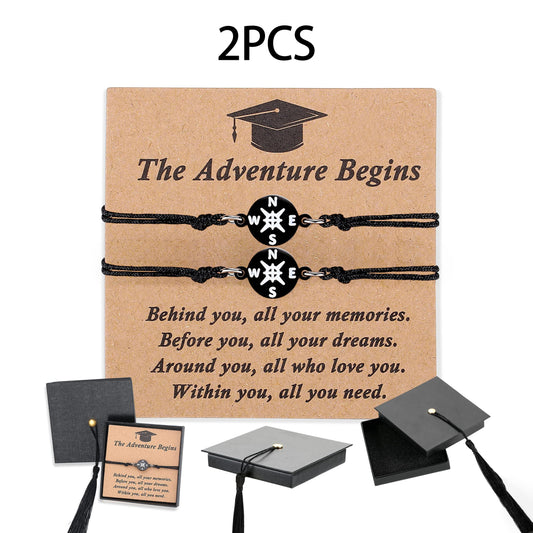 2pcs Unique Grad Cap Box - Adjustable Unisex Bracelet for Primary/Middle School/High School/College Grads