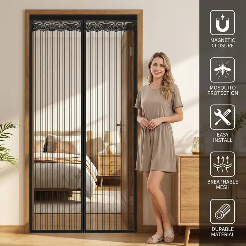 Summer Anti-Mosquito Door Curtain — Fine-Mesh Magnetic Soft Screen Door