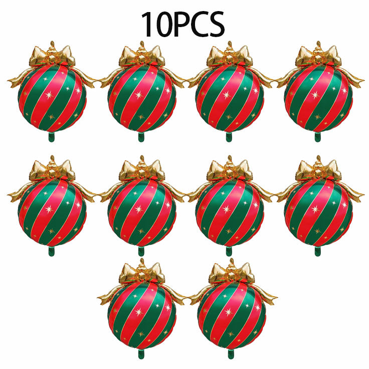 10PCS Christmas Bow Ornament Foil Balloons Set