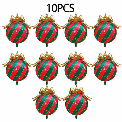10PCS Christmas Bow Ornament Foil Balloons Set
